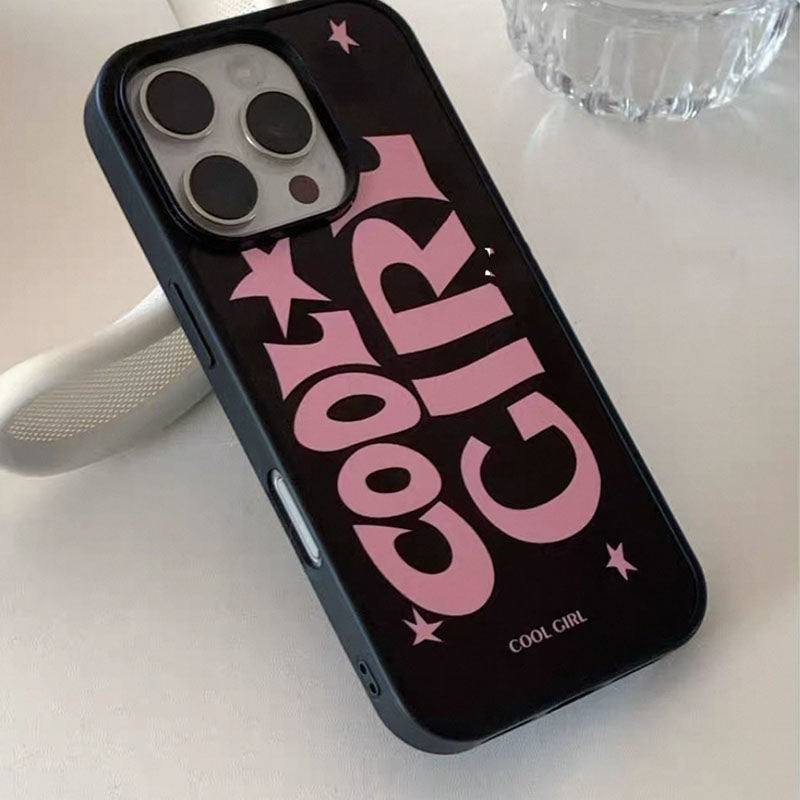 Anglais Creative Star Pattern Simple boîtier de téléphone noir