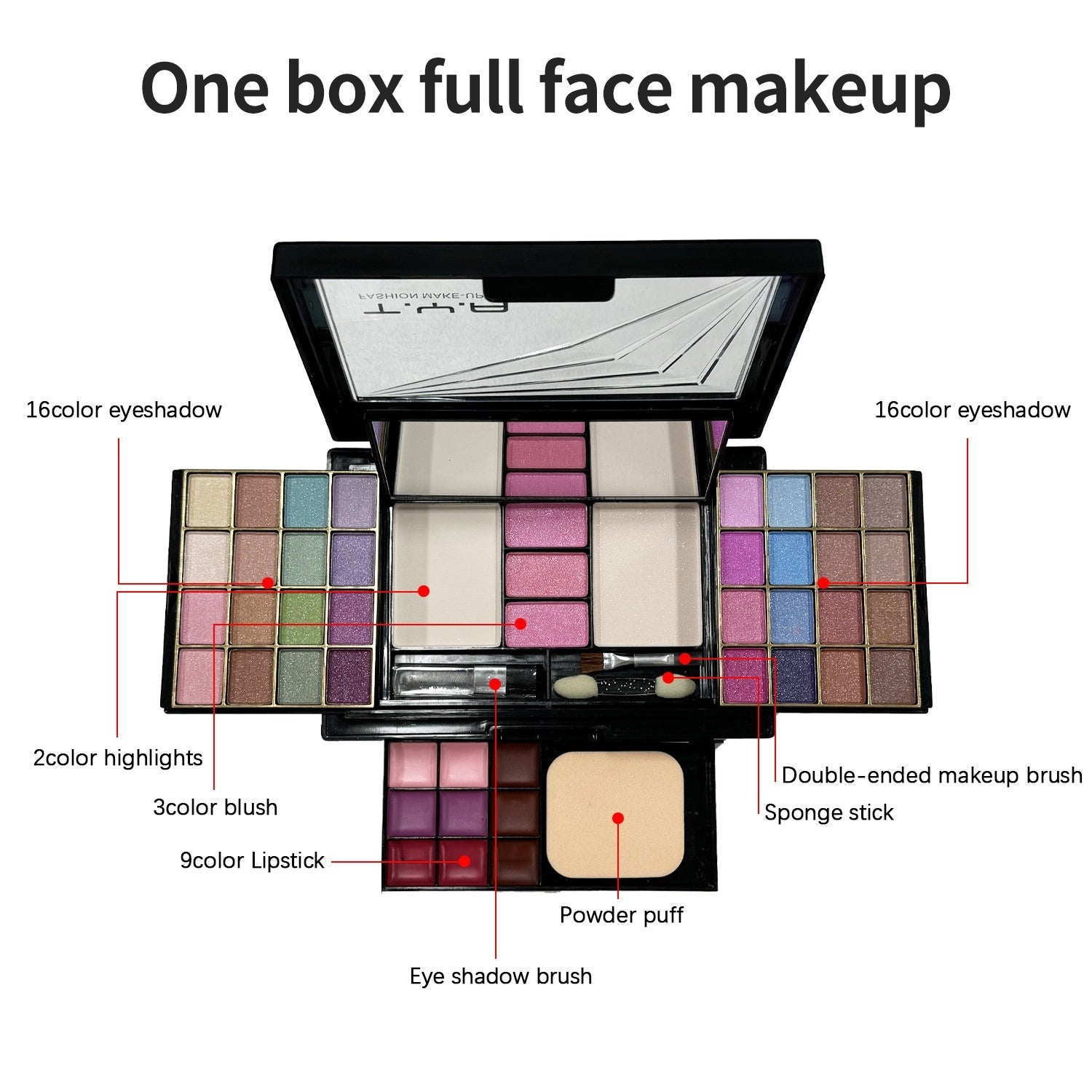 A Tianya Cosmetics 46 couleurs jeu de paupières perles avec puff