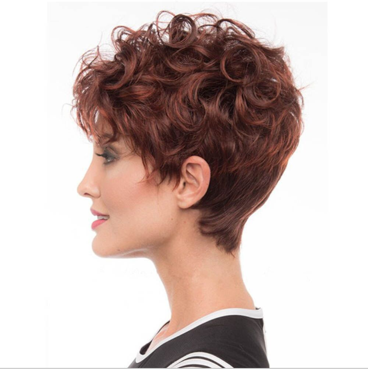 Perruque européenne et américaine cheveux courts bouclés
