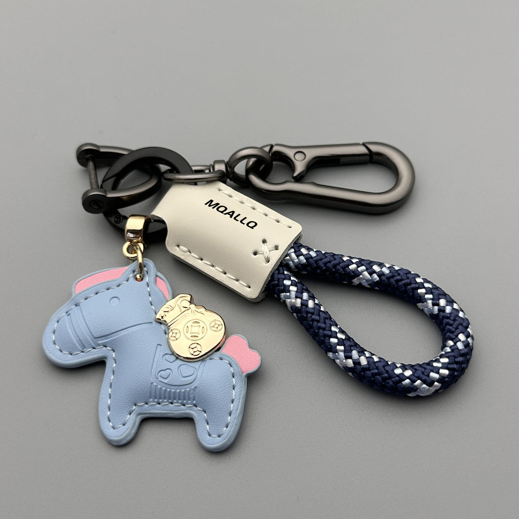 Immédiatement riche main Cowhide voiture porte clé Pendentif simple Personnalité