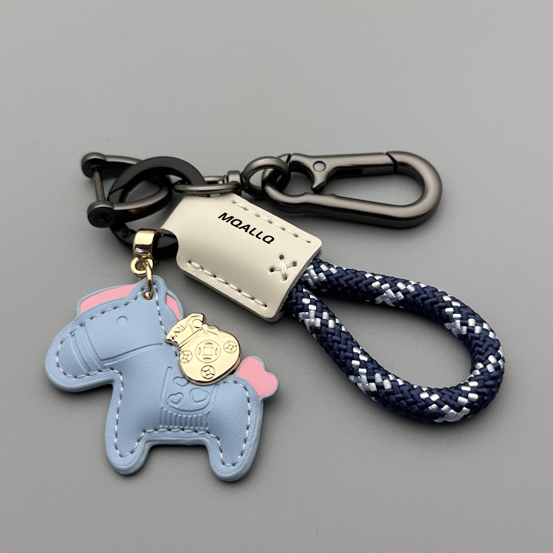 Immédiatement riche main Cowhide voiture porte clé Pendentif simple Personnalité