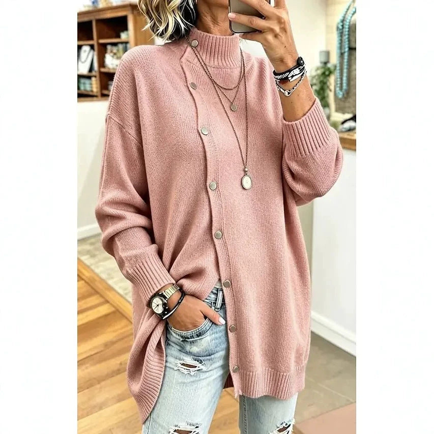 Manteau à col roulé boutonné