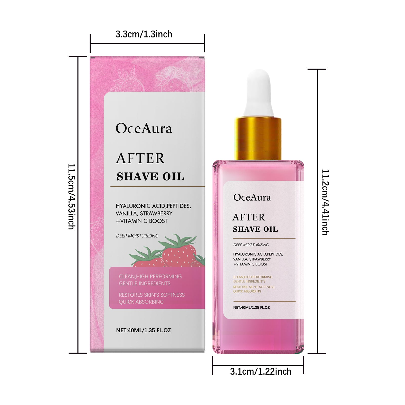 Enlèvement des cheveux et réparation du rasage Huile essentielle Fraise Saveur 40ml-boîte