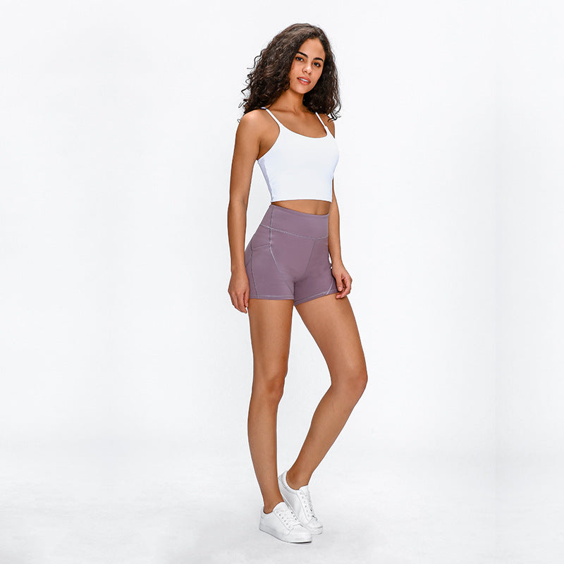SHINBENE Anti-suisse Plain Sport Athletic Short Femmes Haute Taille douce Coton Feel Fitnes