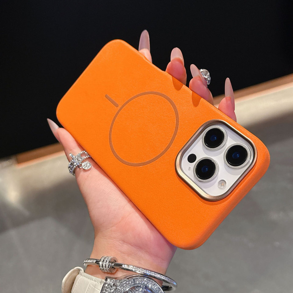 Éléphant Motif en cuir Cercle fin Aspiration magnétique Cas de téléphone