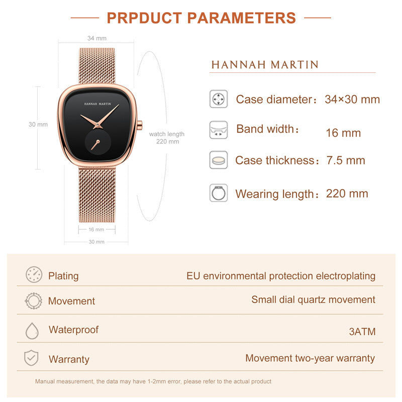 Montre Quartz en acier inoxydable Milan Mesh
