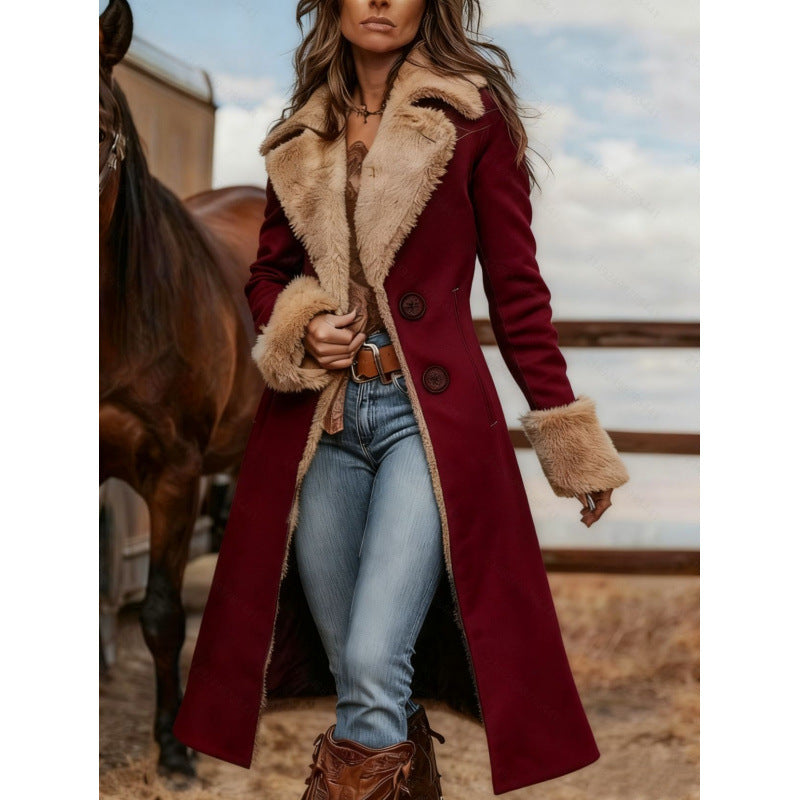 Manteau imprimé mode en peluche de style occidental pour femmes