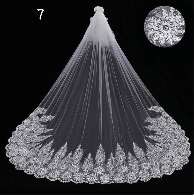 Robe de mariée Long Tail Luxury Super Fée Veil de mariage