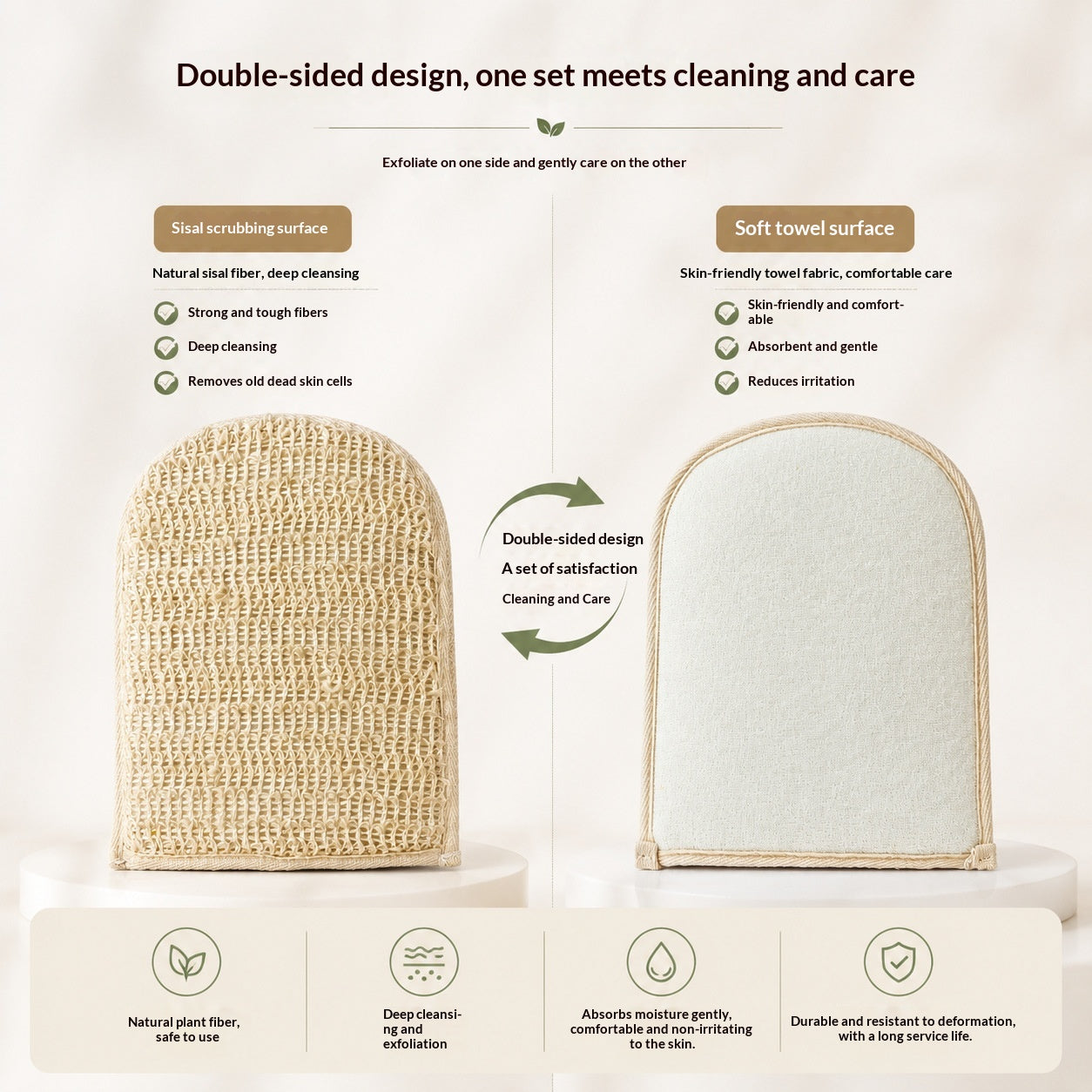 Gants naturels de bain sisal biodégradables
