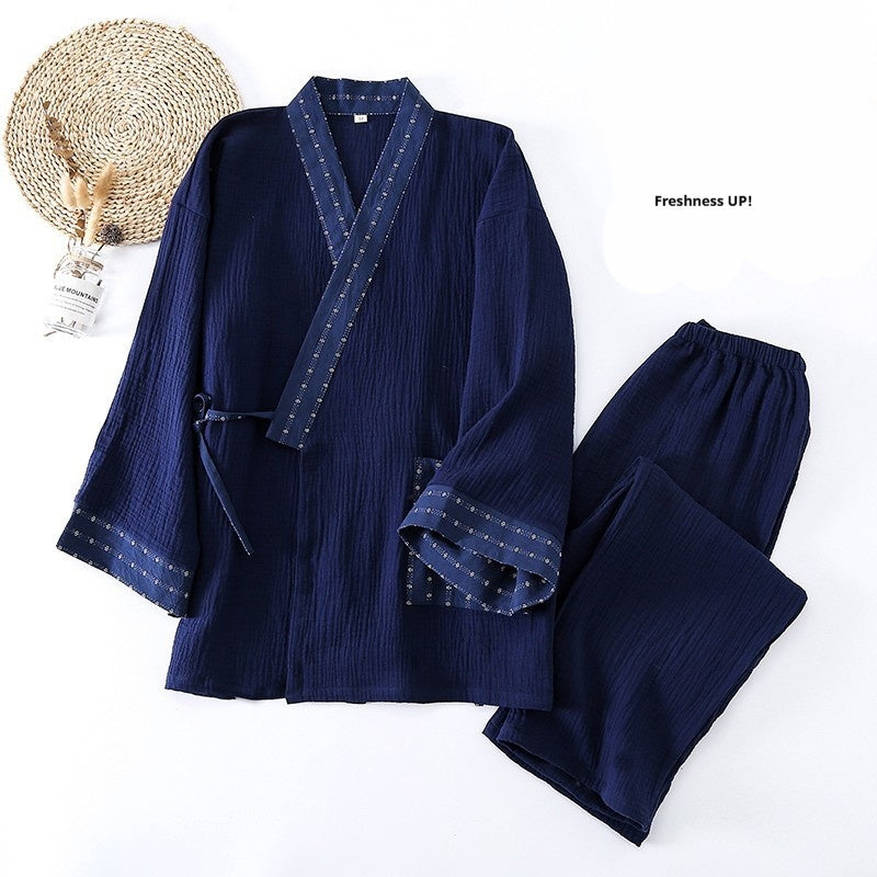 Pajamas de coton minimaliste de style japonais Gauze pour hommes