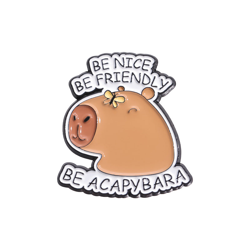 Broche d'insigne de peinture de style animal Capybara