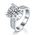 S925 Sterling Silver 5ct Moissanite Ring, 11mm D-VVS1 Wide Band, Platinum Plated 7.7g US Sizes 5-9 GRA Gift Box