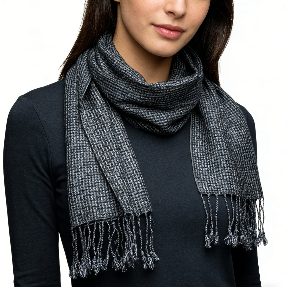 2pcs Grey Textured Minimalist Tonal Jacquard Scarf