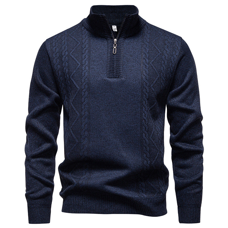 Hommes Arrivée d'hiver Stand-Collar demi-zip Pull-over tricoté Chandail