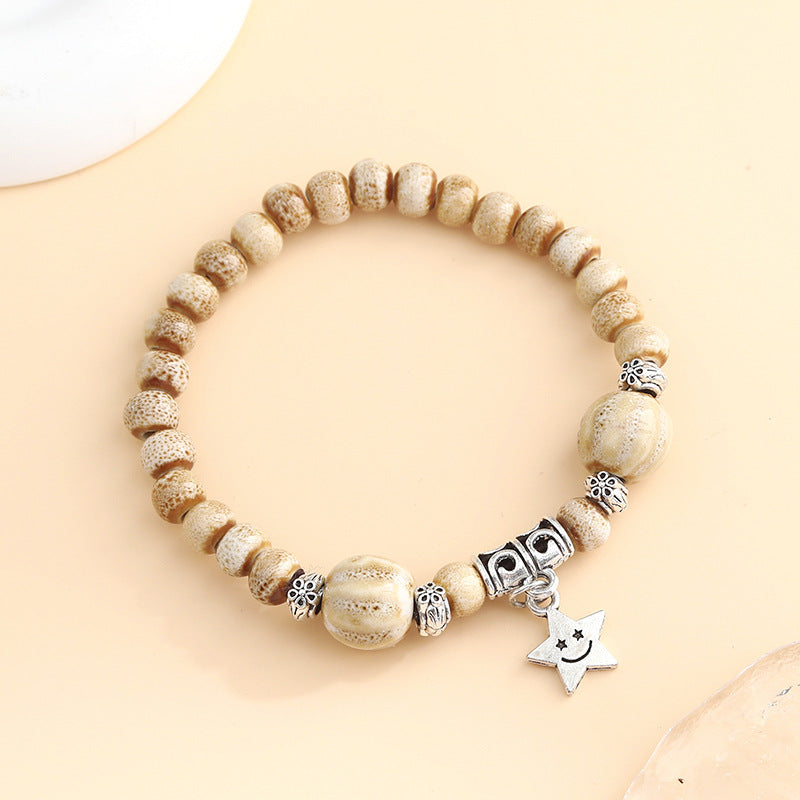 Rétro Scenery Dezhou Ceramic Bracelet Student Literary Ethnic Style National Tendance Perlée