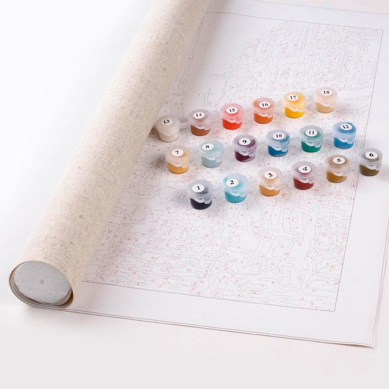 DIY peinture numérique fleurs bleues et oiseaux