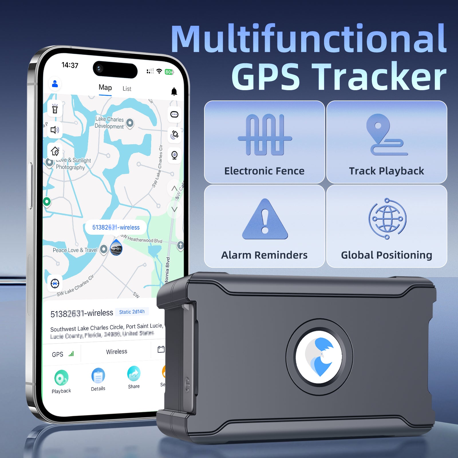 Tracker GPS caché antivol avec télécommande Tracker véhicule en temps réel pour voiture