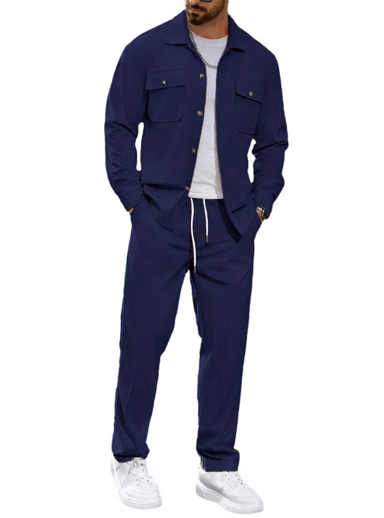 Veste de sport casual pour hommes et pantalons à jambe droite
