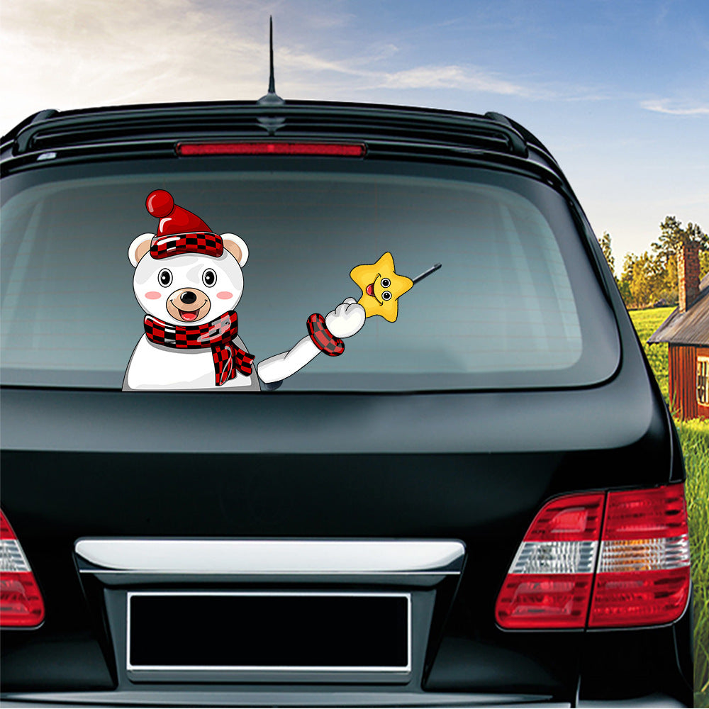 Populaire essuie-glace Santa Claus autocollant peut enlever la voiture arrière essuie-glace Sticker Car Sti