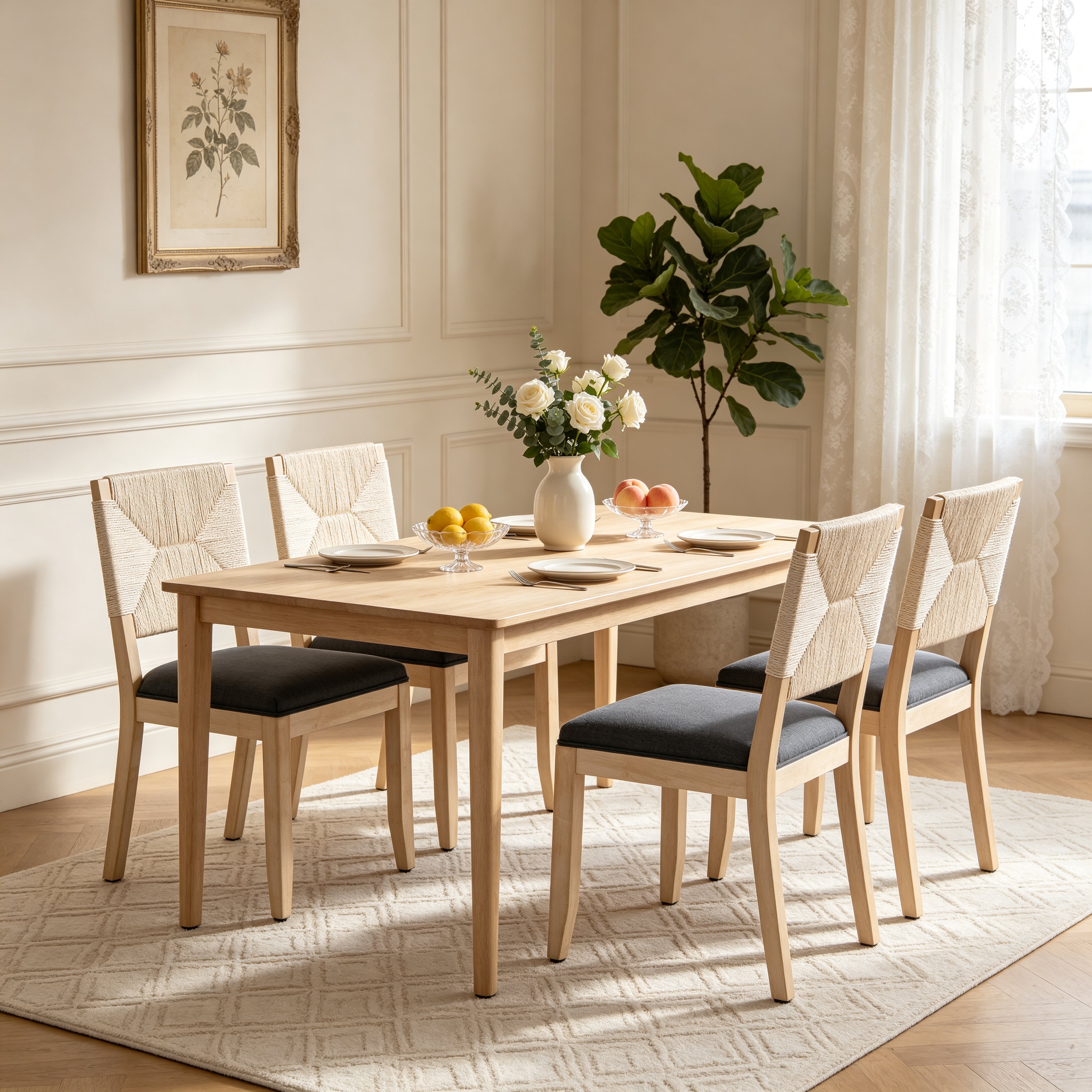 Chaises à manger à la campagne française Ensemble de 2