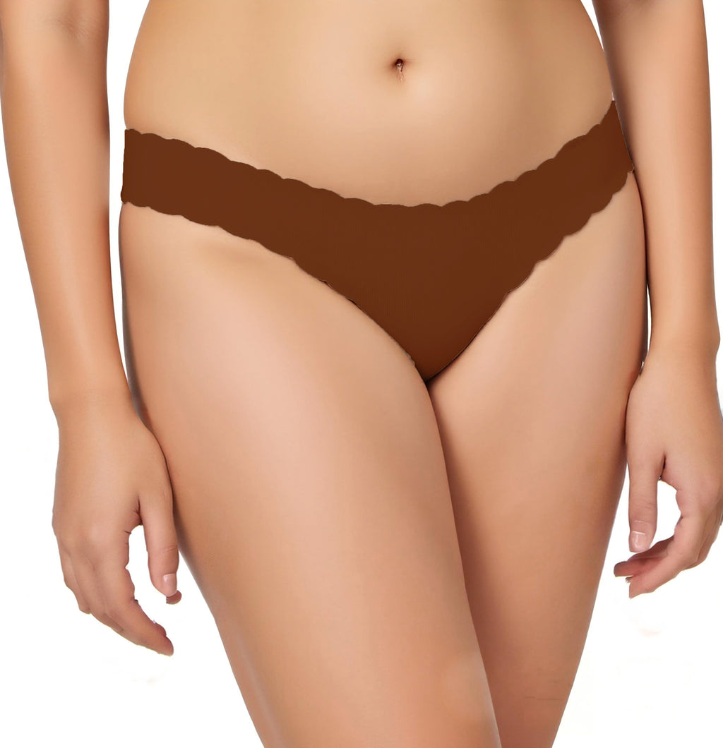 Thong à basse taille sans couture Wavy Lace