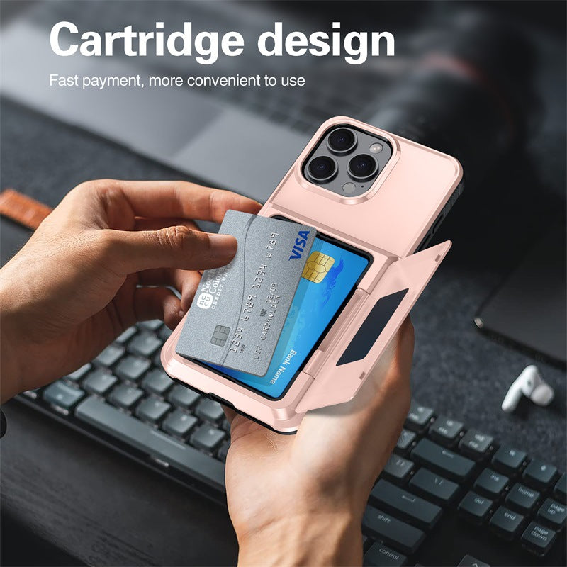 Solid Couleur simple Flip Bracket carte de téléphone Case