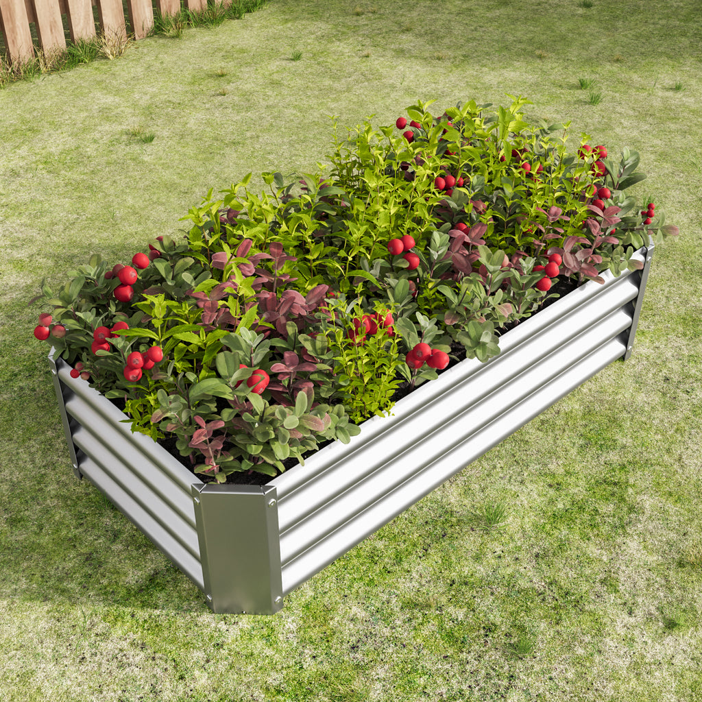 2PCS Silver 4×2×1ft Lit de jardin surélevé en métal