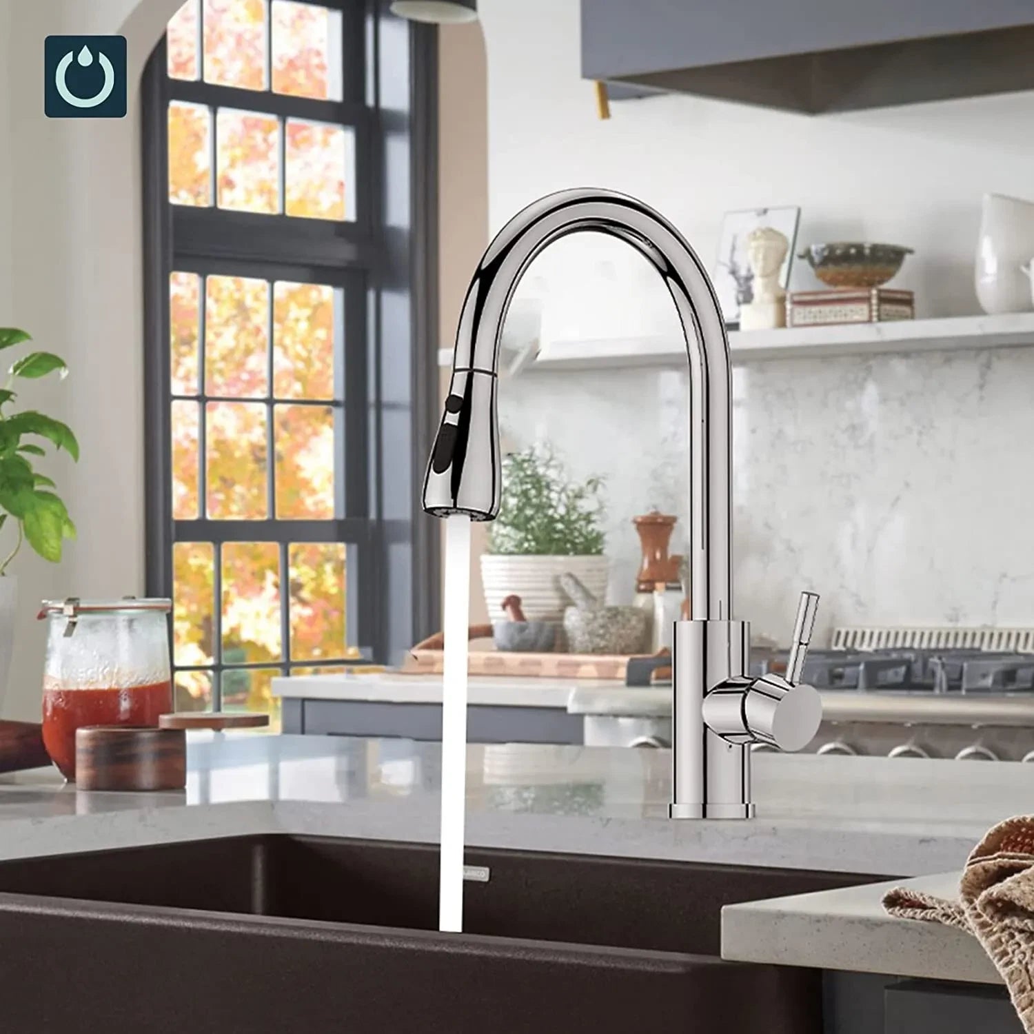 360 Robinets de mélangeur d'évier de cuisine tirer Spout Spray à levier unique moderne Mono Tap