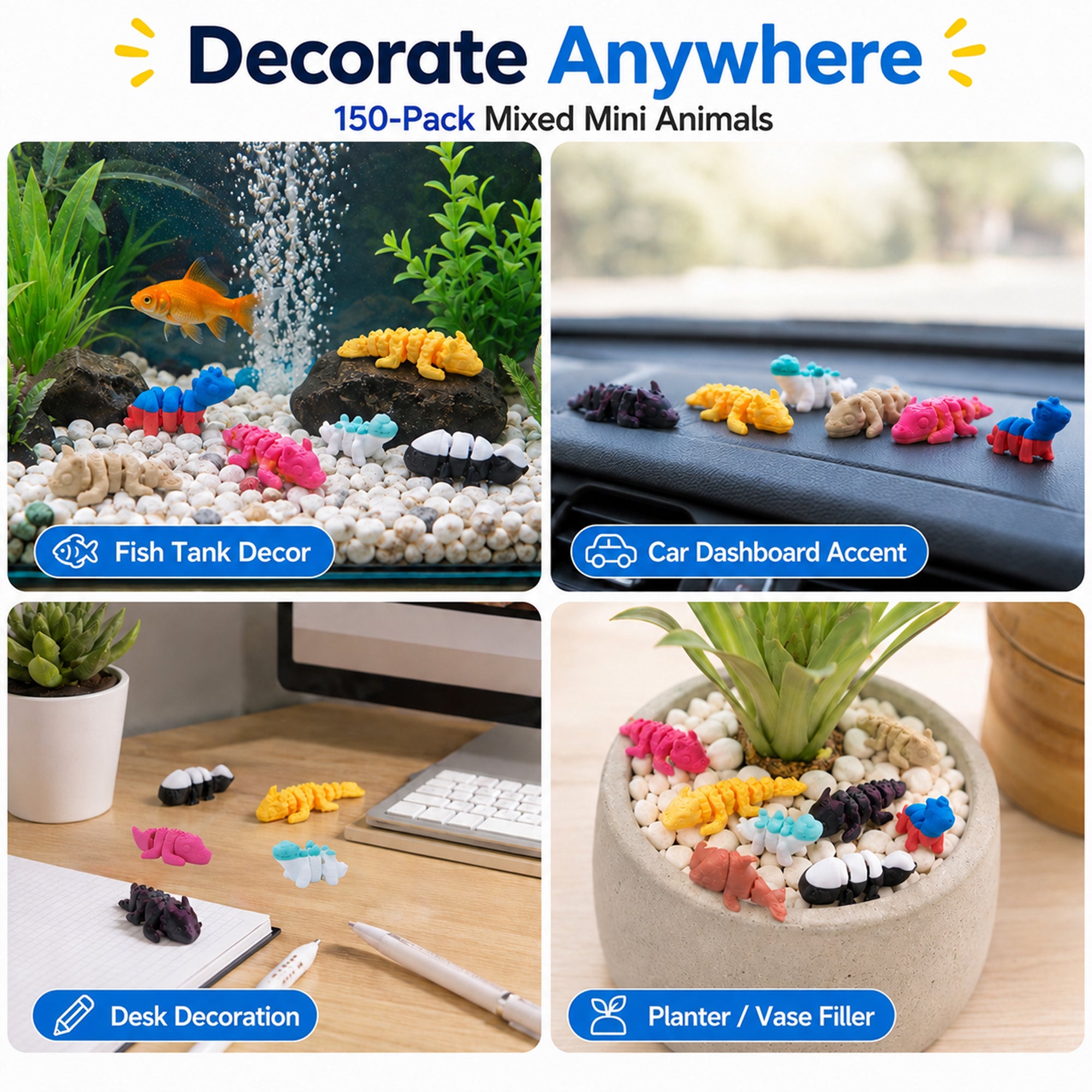 150 Pack Mini animaux mixtes imprimés 3D