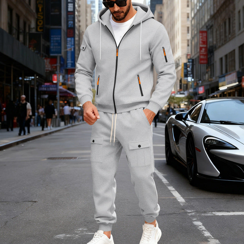 Men's fleece tracksuit, baggy hoodie and pants set