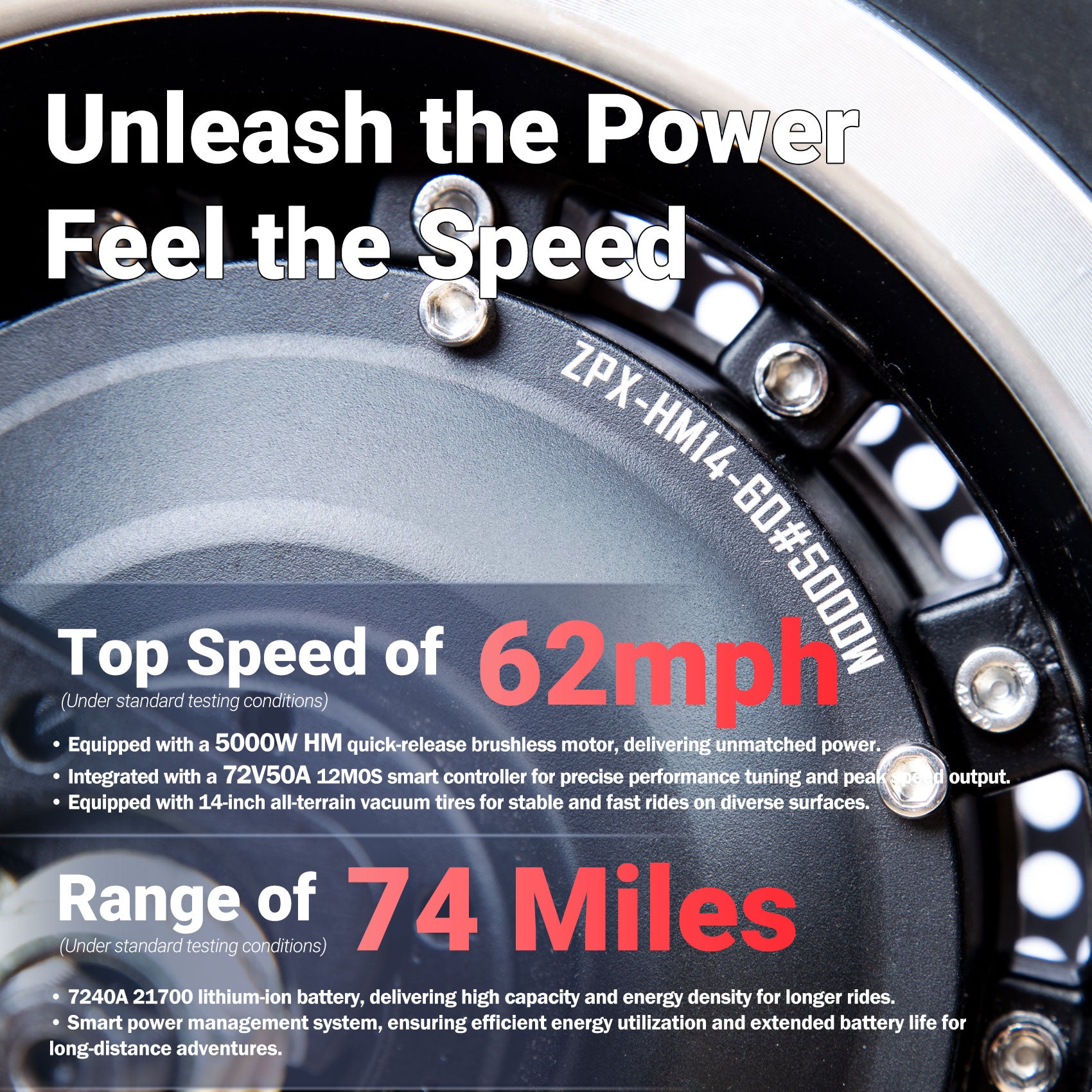 X14 High Power 13 pouces roue hors route 5000W moteur scooter électrique