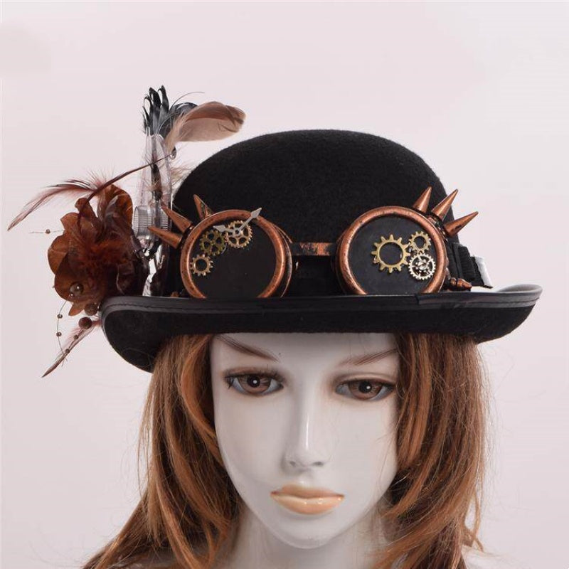 Lolita style foncé Verres vintage et chapeau plume Photo Prop