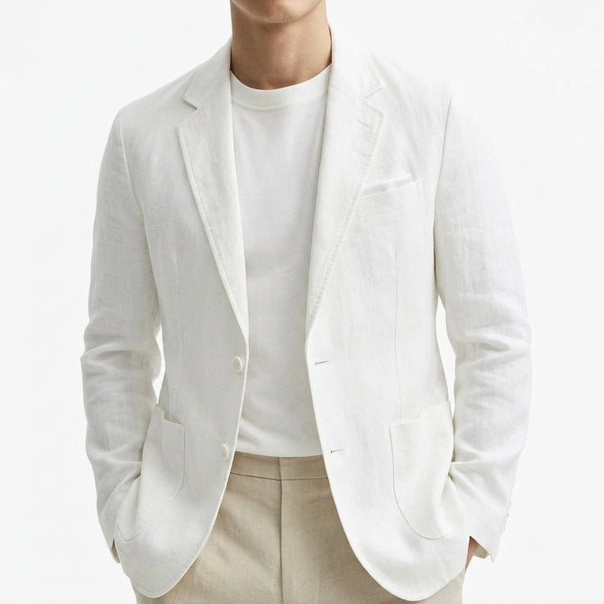 Plus-Taille Cotton-Liné uni-brassé Blazer pour hommes entreprise