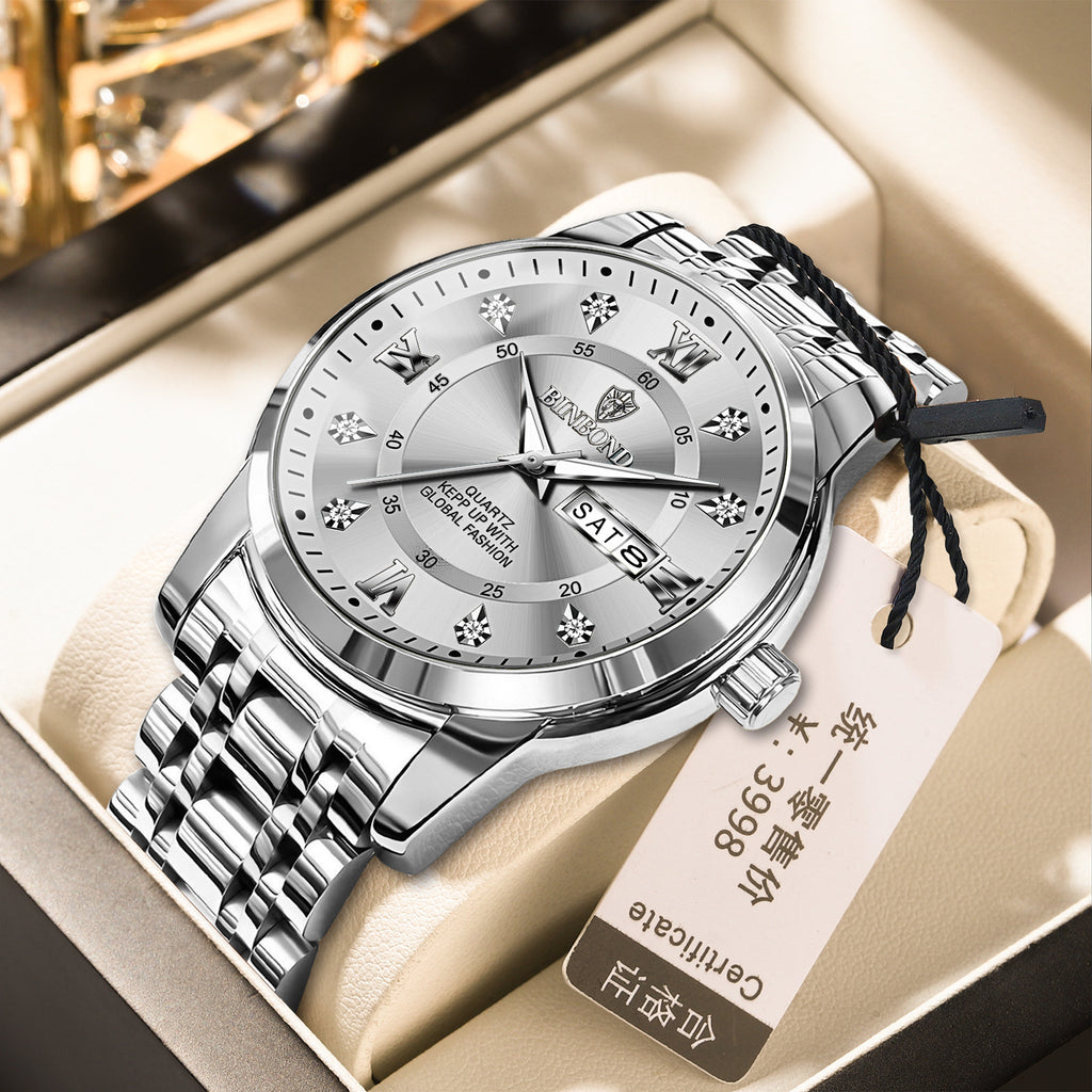 Binbang Business Light-Luxury Quartz Montre pour hommes