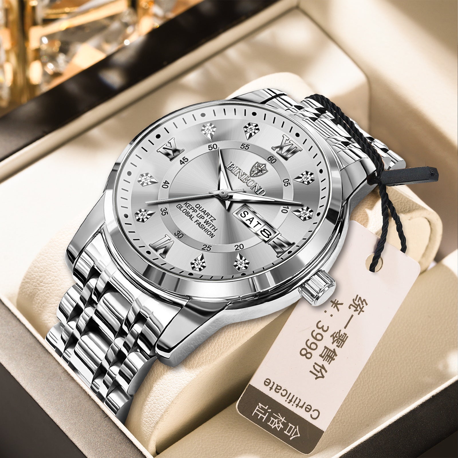 Binbang Business Light-Luxury Quartz Montre pour hommes
