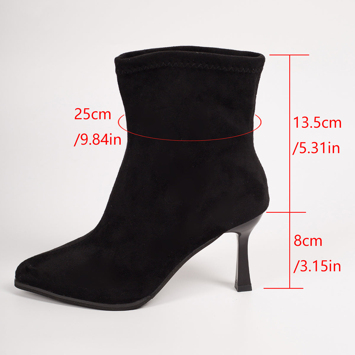 Arrivée Bottes de chevilles de femmes Stiletto talon haute pointe orteil Suede Tir sur la mode Bottes Com