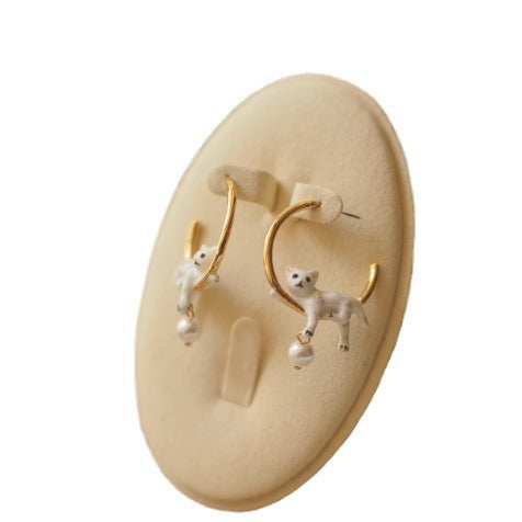 Mignon Kitten Circle Boucles d'oreilles Vintage