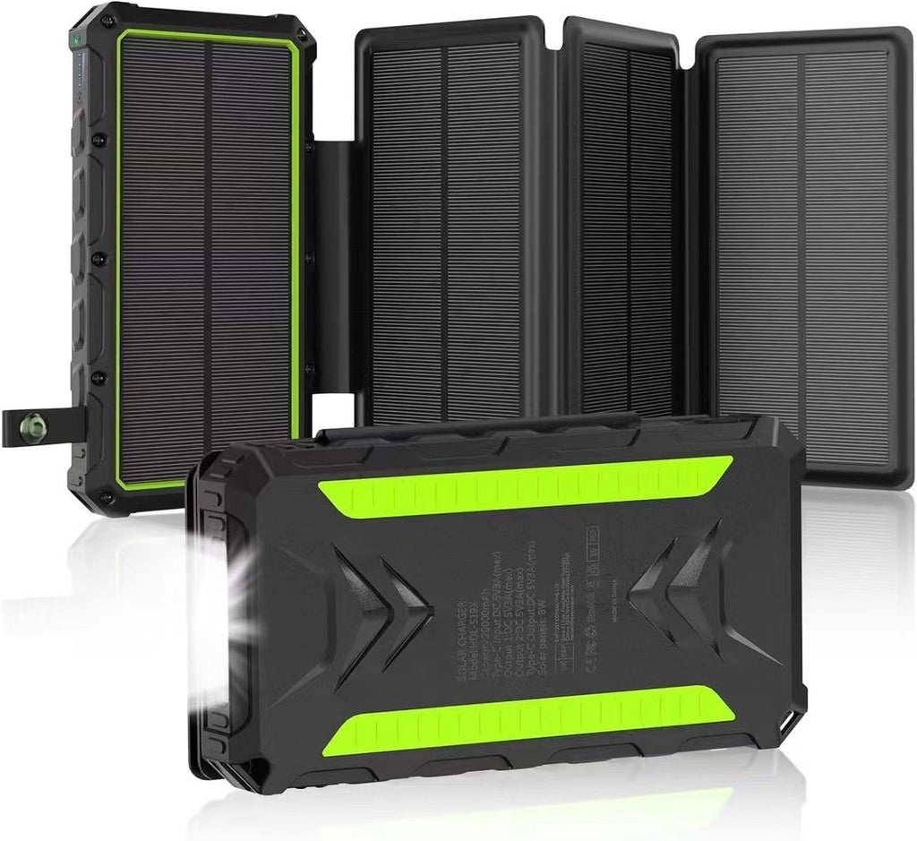 20 000mAh Banque d'énergie pliable à énergie solaire avec recharge sans fil