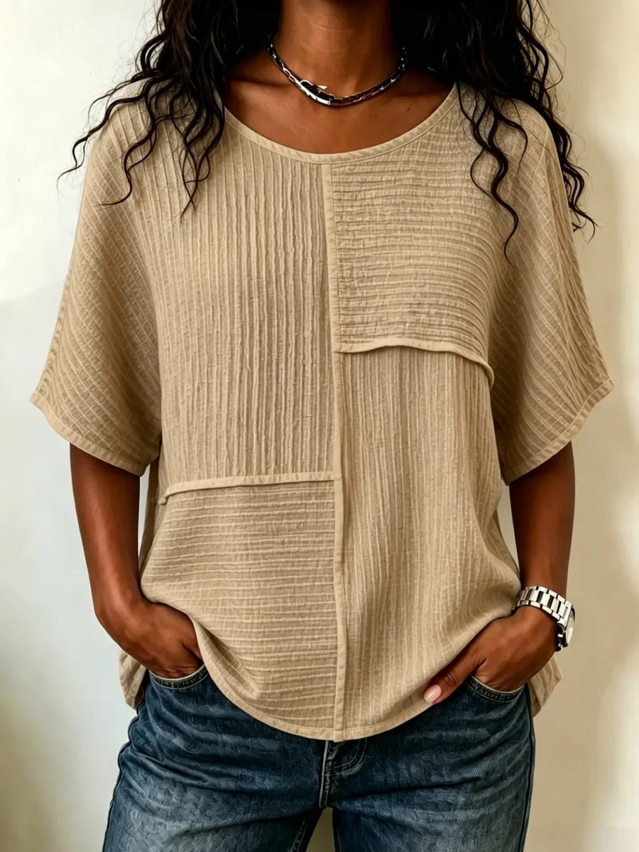 Femmes Casual Patchwork Haut à manches courtes