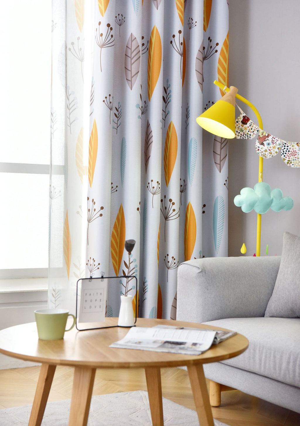 Style nordique Nordic Leaf Rideau Shading Chambre à coucher Salon Shading Rideau Finished Simp
