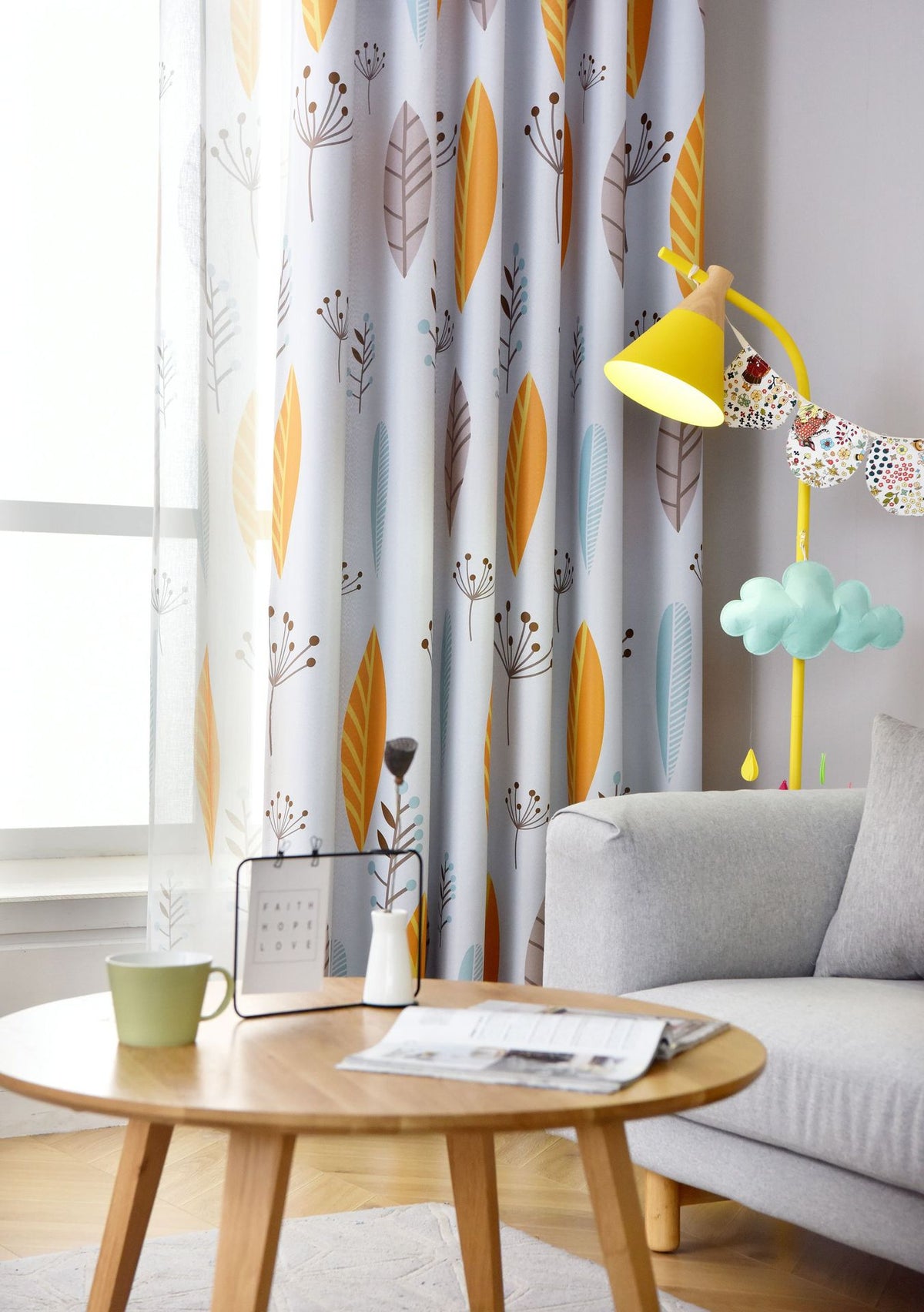 Style nordique Nordic Leaf Rideau Shading Chambre à coucher Salon Shading Rideau Finished Simp