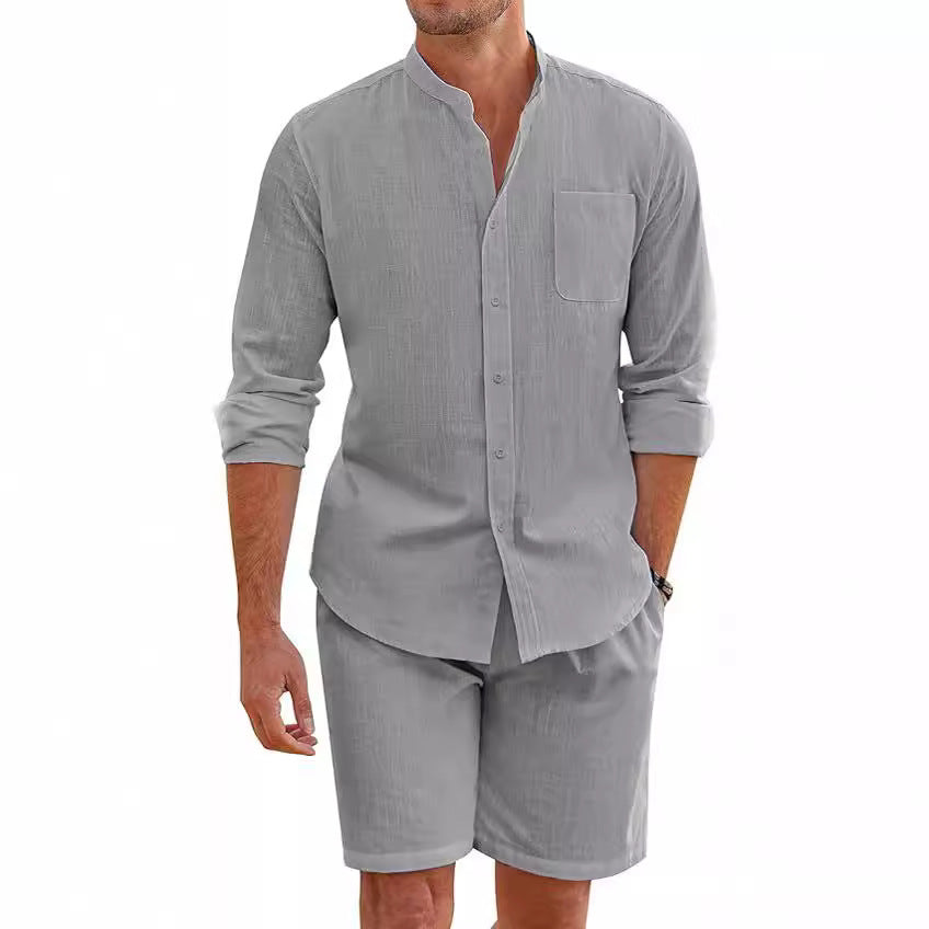 Chemise à manches longues à manches longues confortable en coton doublé pour homme