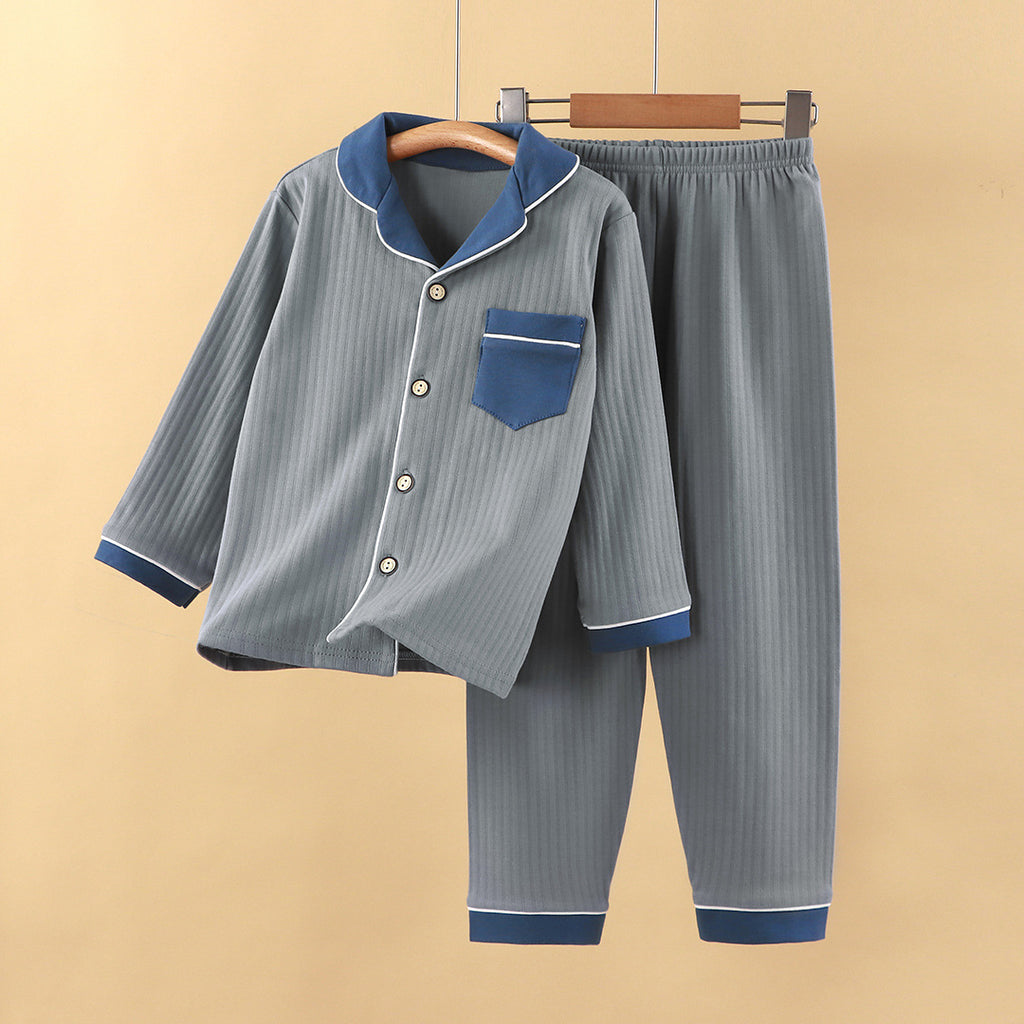 Parent-enfant Style pour enfants Pure coton Cardigan Accueil Vêtements Ensemble de couleur solide
