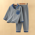 Parent-enfant Style pour enfants Pure coton Cardigan Accueil Vêtements Ensemble de couleur solide