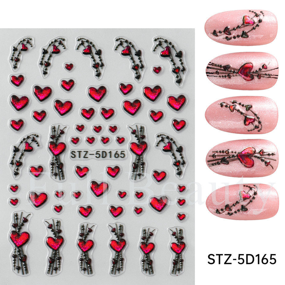 Stickers ongles adhésifs 3D embossé style ins