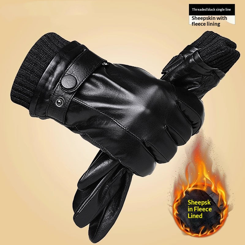 Gants en cuir véritable avec doublure en polaire pour une protection plus chaude et imperméable