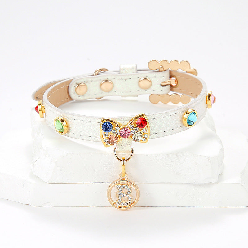 Bande de chat de collier de chien avec alliage de diamant Bow