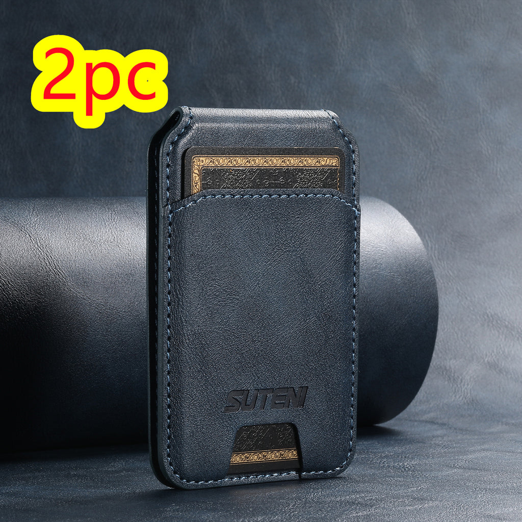 Support de carte magnétique pour téléphone universel Android MagSafe Magnetic Ring PU Leather