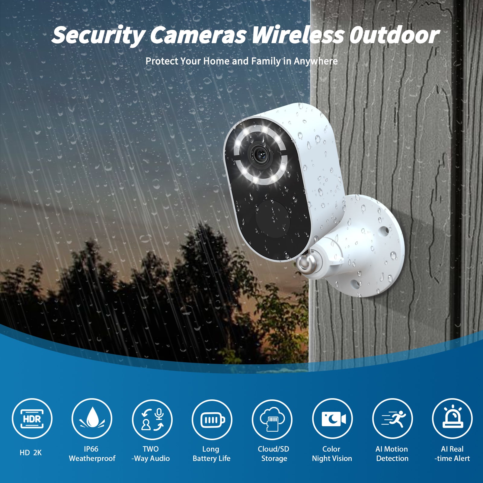 Caméra de sécurité de la batterie solaire sans fil Wifi CCTV Caméra de surveillance solaire
