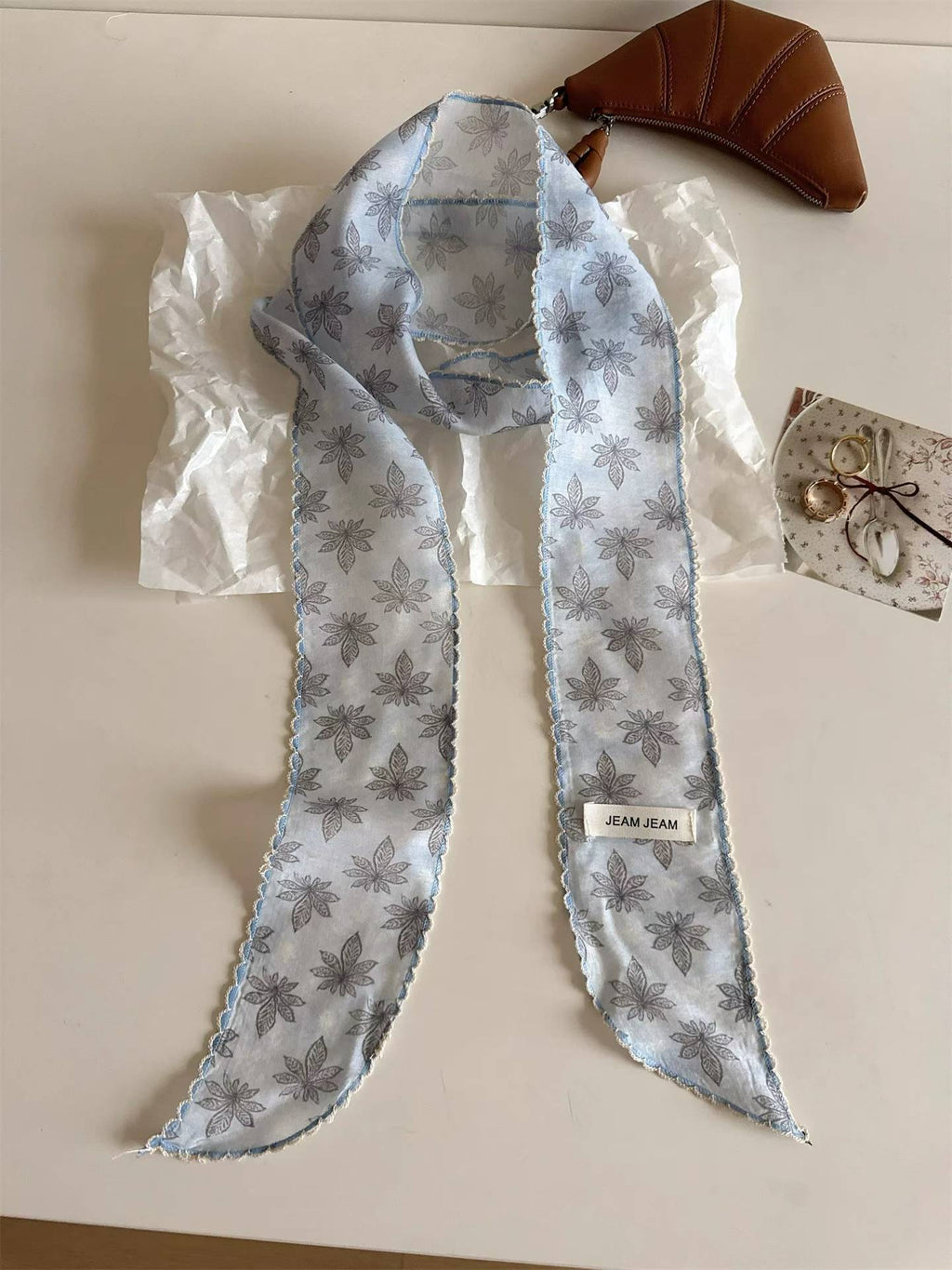 Style coréen Rétro Floral longue écharpe en soie
